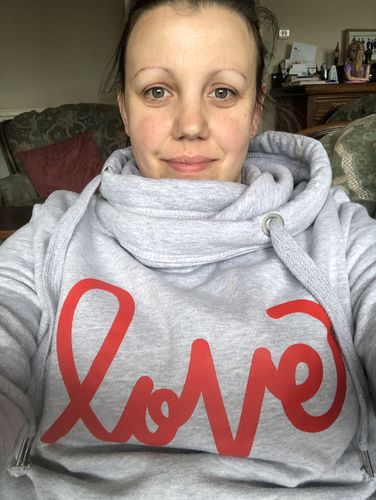 Customer photo review of Grey Love Me Cowl Neck Hoodie