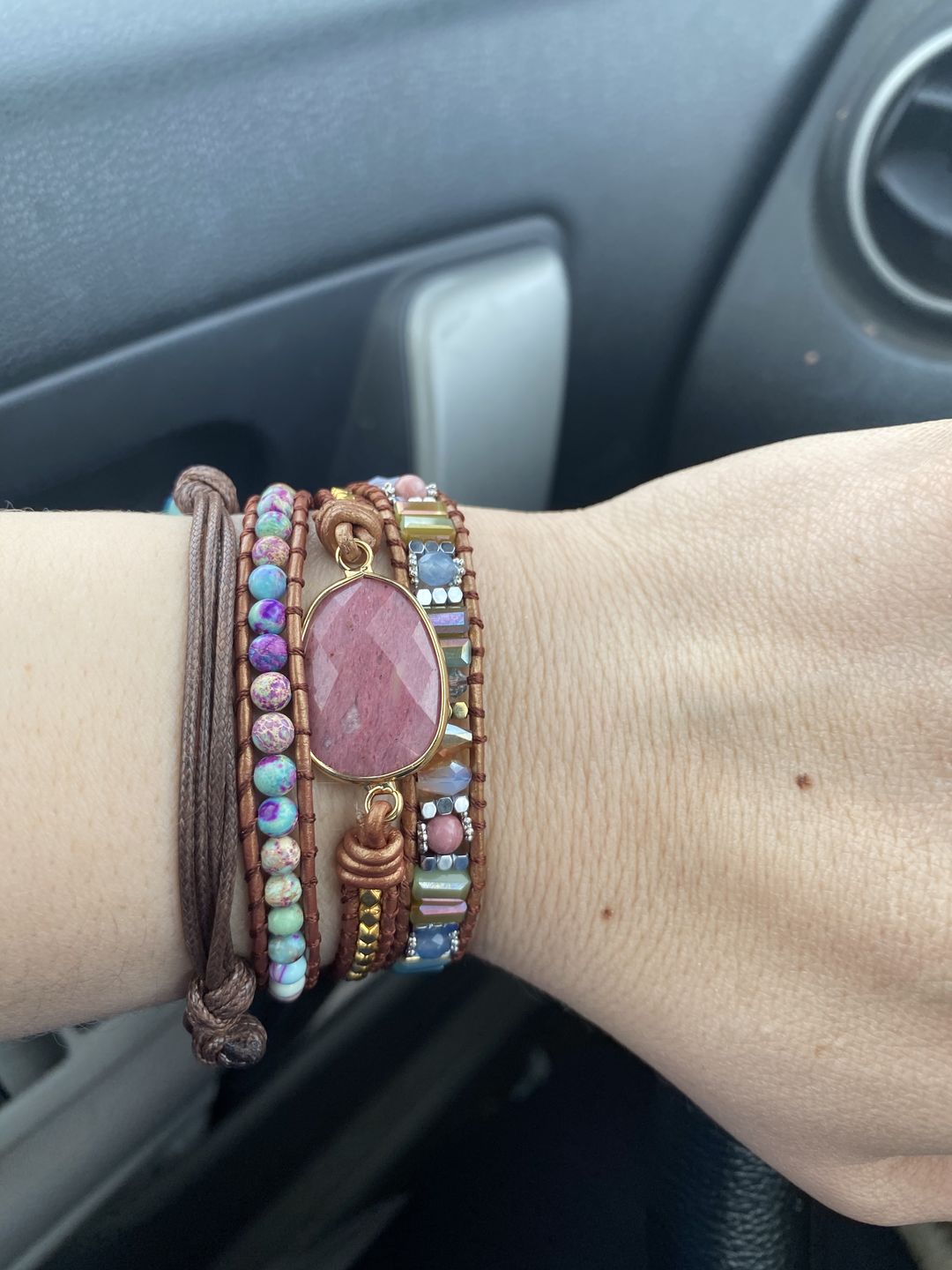 Customer photo review of Healing Rhodochrosite Wrap Bracelet