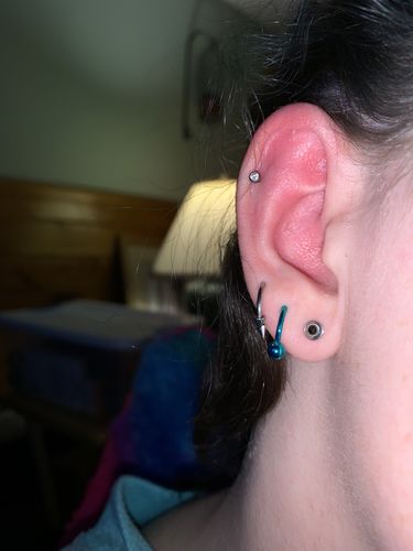 Customer photo review of Internally Threaded Solid G23 Titanium Barbell with Jeweled Ball