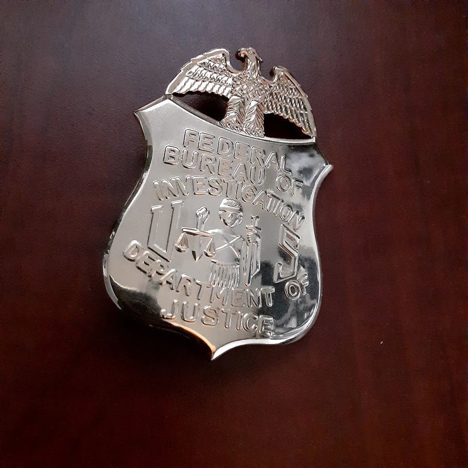Customer photo review of FBI Department of Justice Badge Solid Copper Replica Movie Props