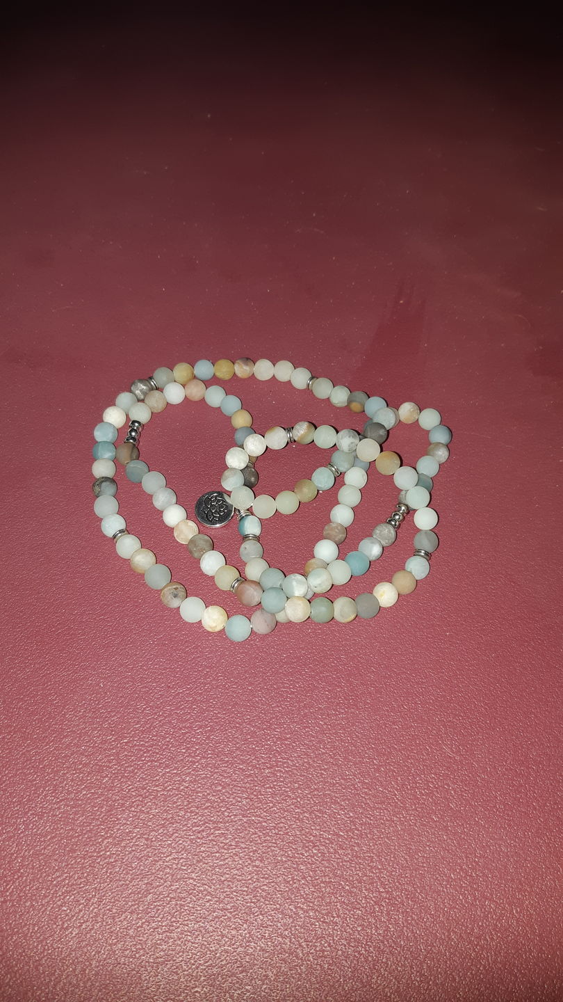 Customer photo review of 108 Natural Matte Amazonite Stone Mala Prayer Beads