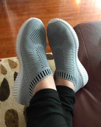 Customer photo review of Comfortable Mesh Slip on Easy Sneakers