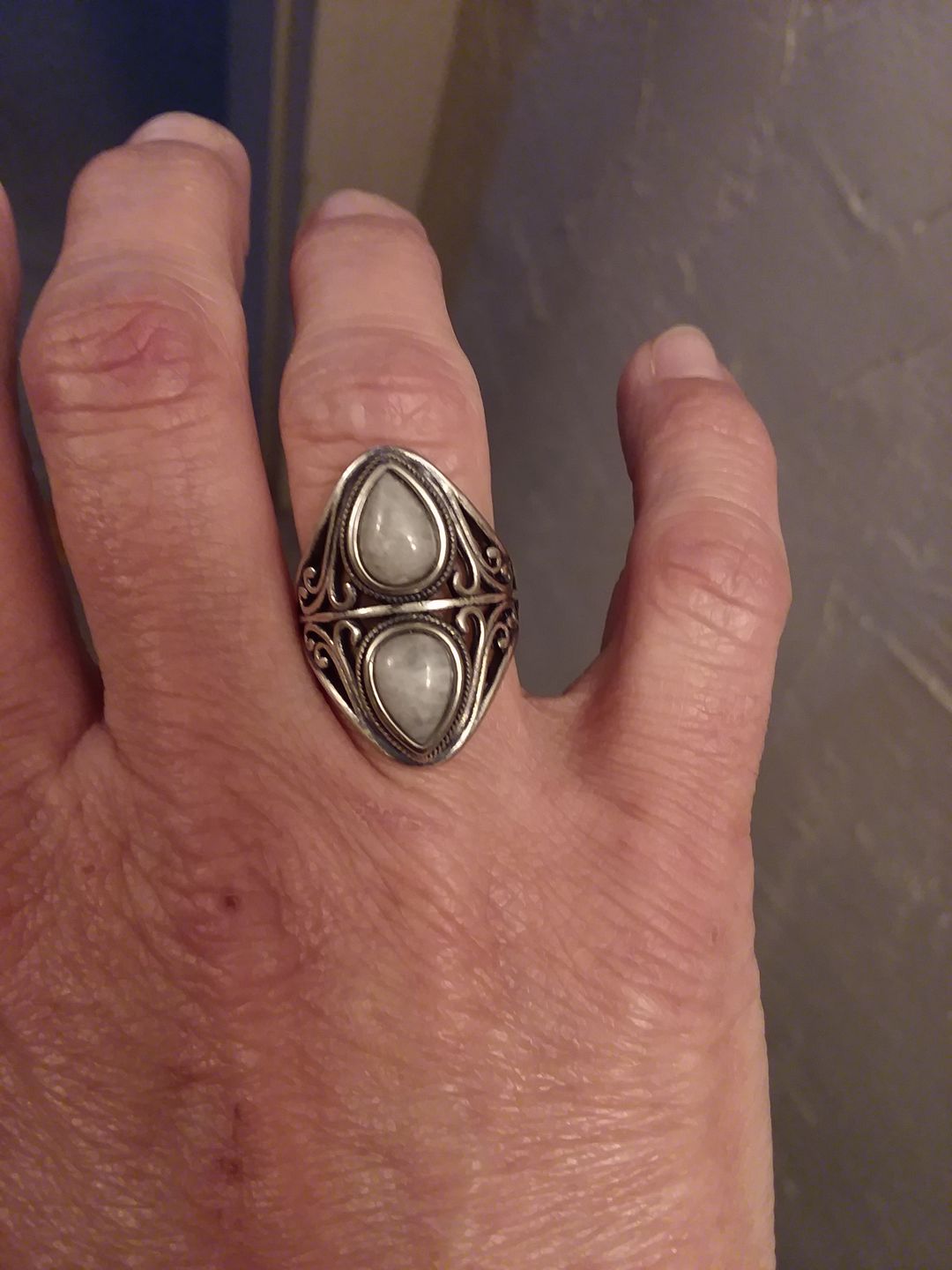 Customer photo review of Natural Rainbow Moonstone Ring