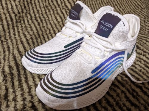 Customer photo review of Striped Lace-Up Muffin Casual Sneakers