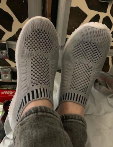 Customer photo review of Comfortable Mesh Slip on Easy Sneakers