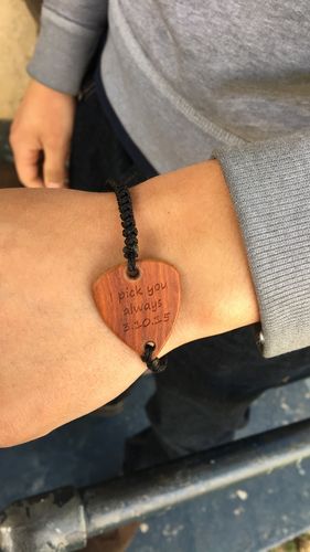 Customer photo review of Beautiful Customized Wood Pick Bracelet