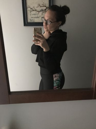 Customer photo review of Splice Net Insert Active Leggings - Black Floral