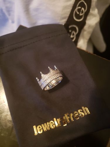 Customer photo review of White Gold 360 Iced Out Crown Ring