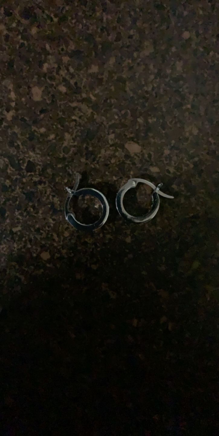 Customer photo review of White Gold Finish 1 Row Iced CZ Mini Hoop Earrings for Men