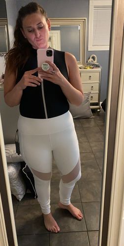Customer photo review of Reflective Stripe Mock Neck Bodysuit