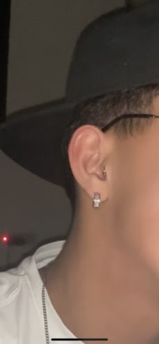 Customer photo review of Rhodium Simulated Diamond Cluster Stud Earrings