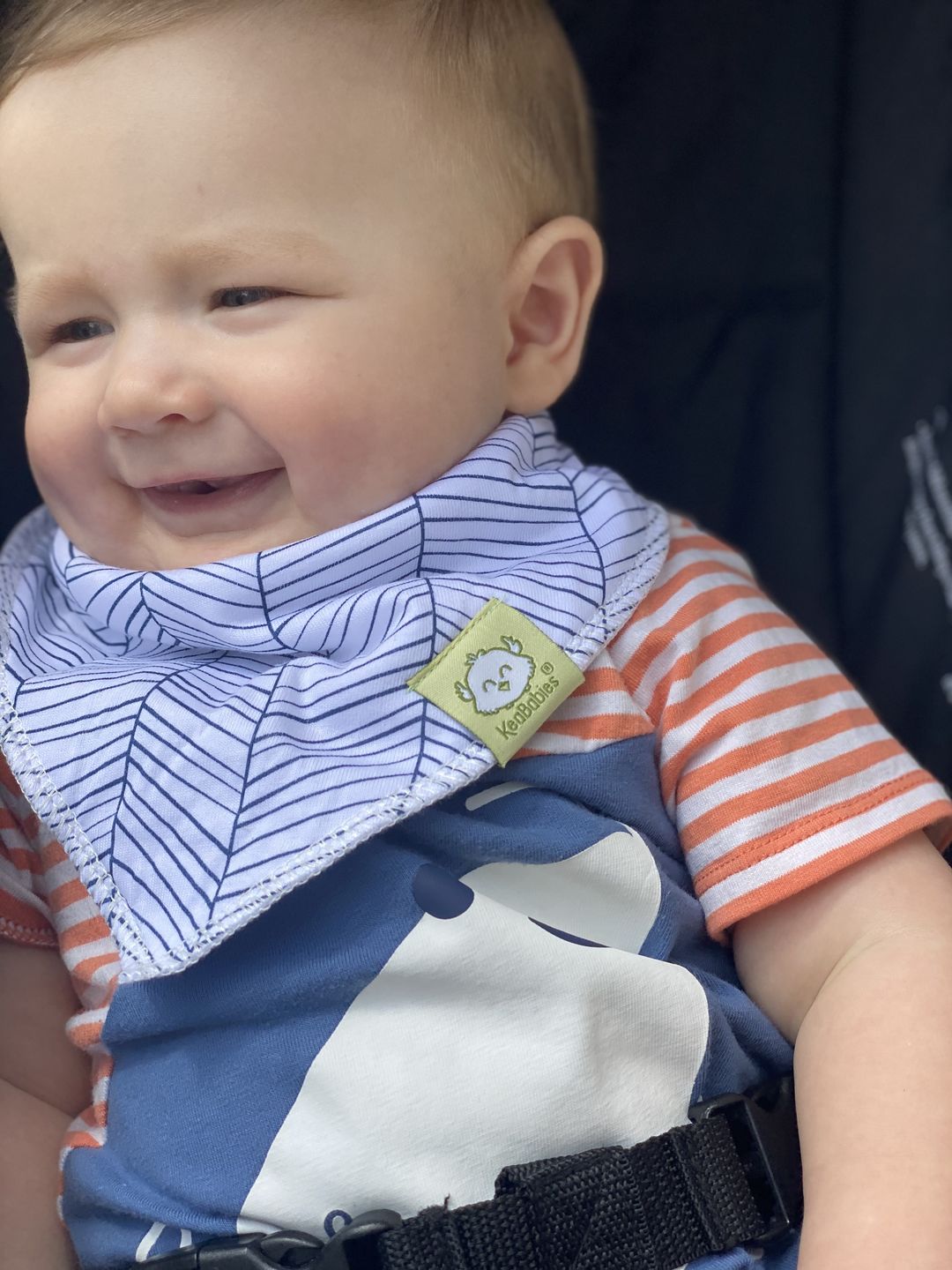 Customer photo review of Organic Baby Bandana Bibs