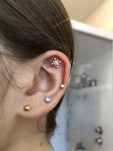 Customer photo review of Starburst Top Internally Threaded Lip Ring