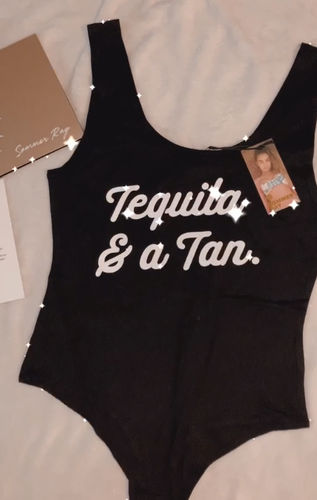 Customer photo review of Tequila And A Tan Bodysuit Black