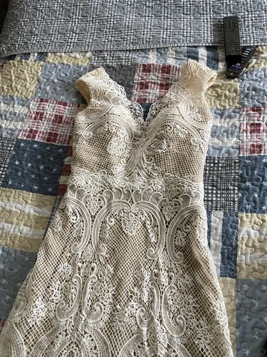 Customer photo review of Rustic Lace Wedding Dresses Sheath Beach Boho Wedding Dress Viniodress VW1057