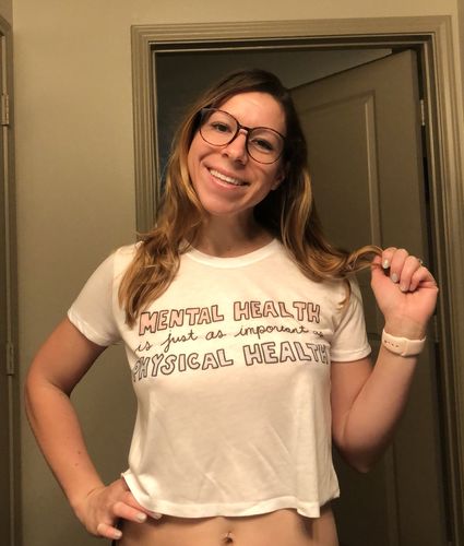 Customer photo review of Mental Health Is Just As Important As Physical Health -- Cropped T-Shirt
