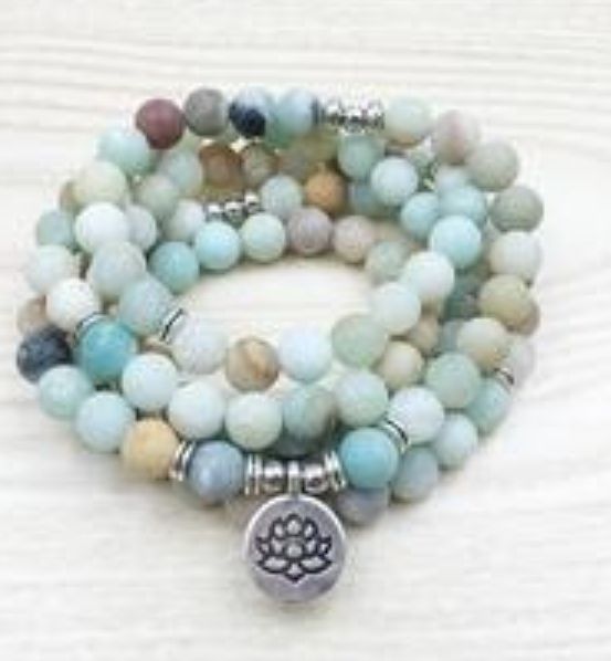 Customer photo review of 108 Natural Matte Amazonite Stone Mala Prayer Beads