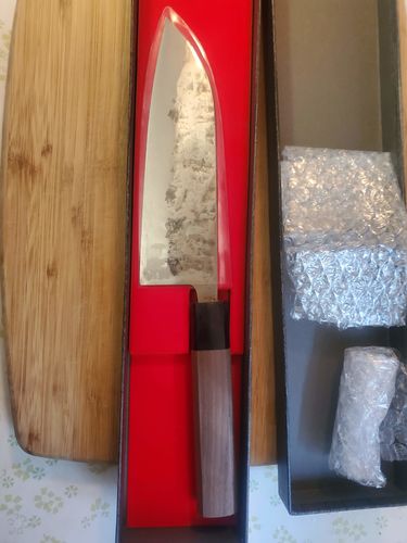 Customer photo review of Kawamura Tsuchime Santoku 165 mm