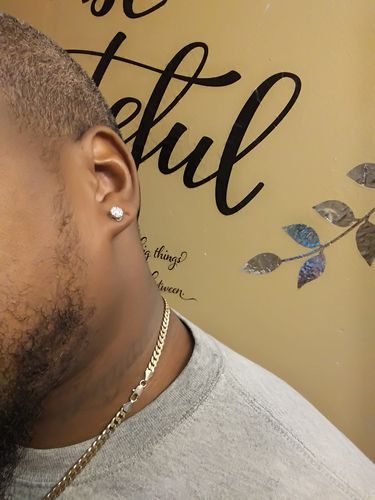 Customer photo review of Rhodium Simulated Diamond Cluster Stud Earrings