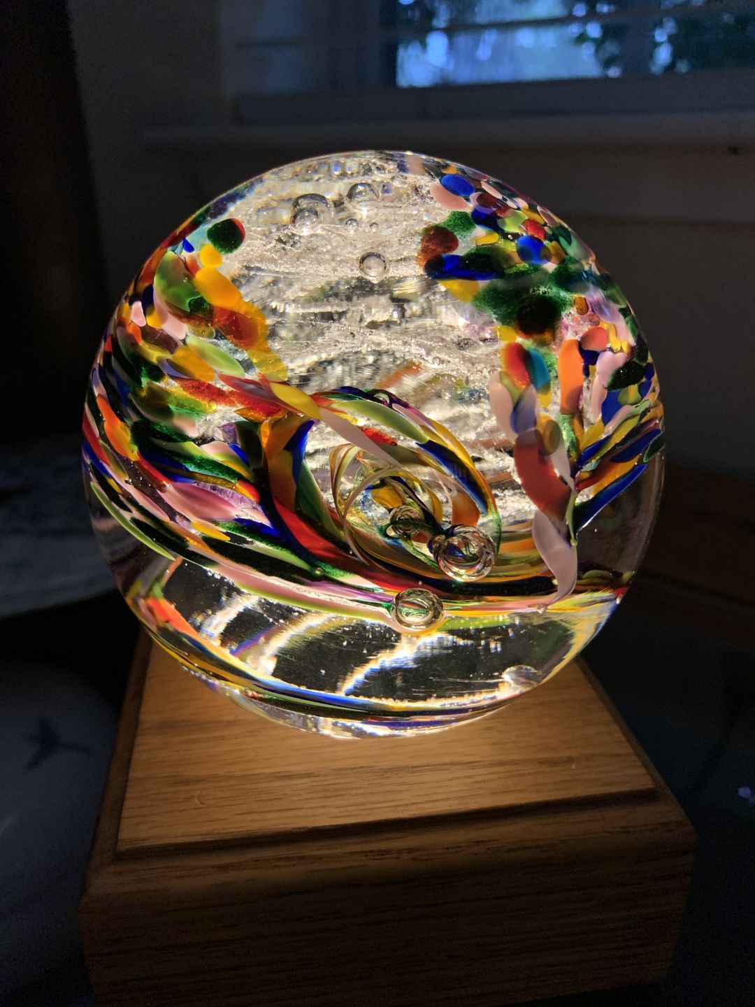 Customer photo review of Rainbow Confetti Orb with Cremation Ashes