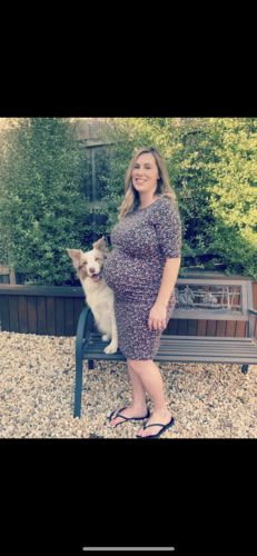 Customer photo review of Luella Print Maternity & Nursing Dress in Black Cherry