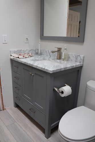 Customer photo review of Abigail 36", Naos, Slate Grey Bathroom Vanity, Right Sink