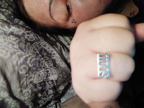 Customer photo review of Bubble Letter Name Ring