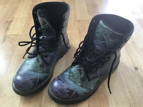 Customer photo review of HandCrafted Fractal Lotus Dragonfly Boots