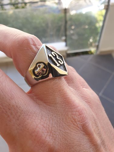 Customer photo review of LUCKY 13 SILVER SKULL RING