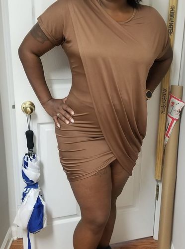 Customer photo review of Basic Tulip Mini Dress