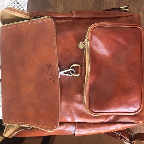 Customer photo review of One The Rise Leather Backpack