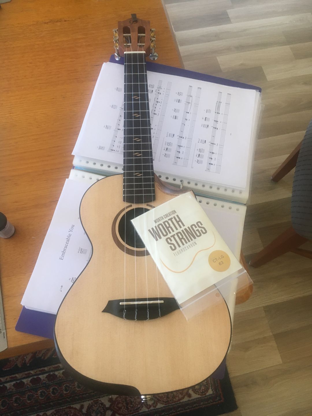 Customer photo review of CT-LG Worth Clear Low G Tenor Ukulele Strings Fluorocarbon 2 Restrings per Packet