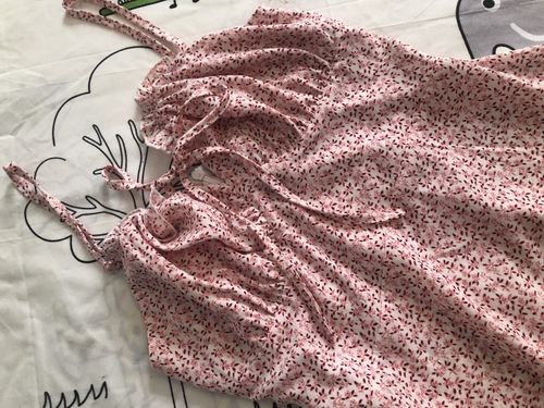 Customer photo review of Floral Print Tie Front Mini Dress