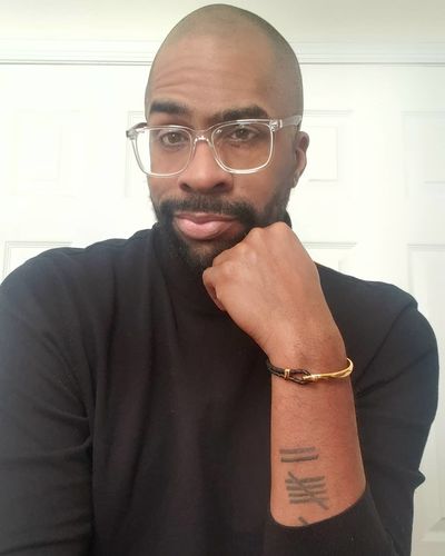 Customer photo review of The Boss Blue Light Blocking Glasses // Clear