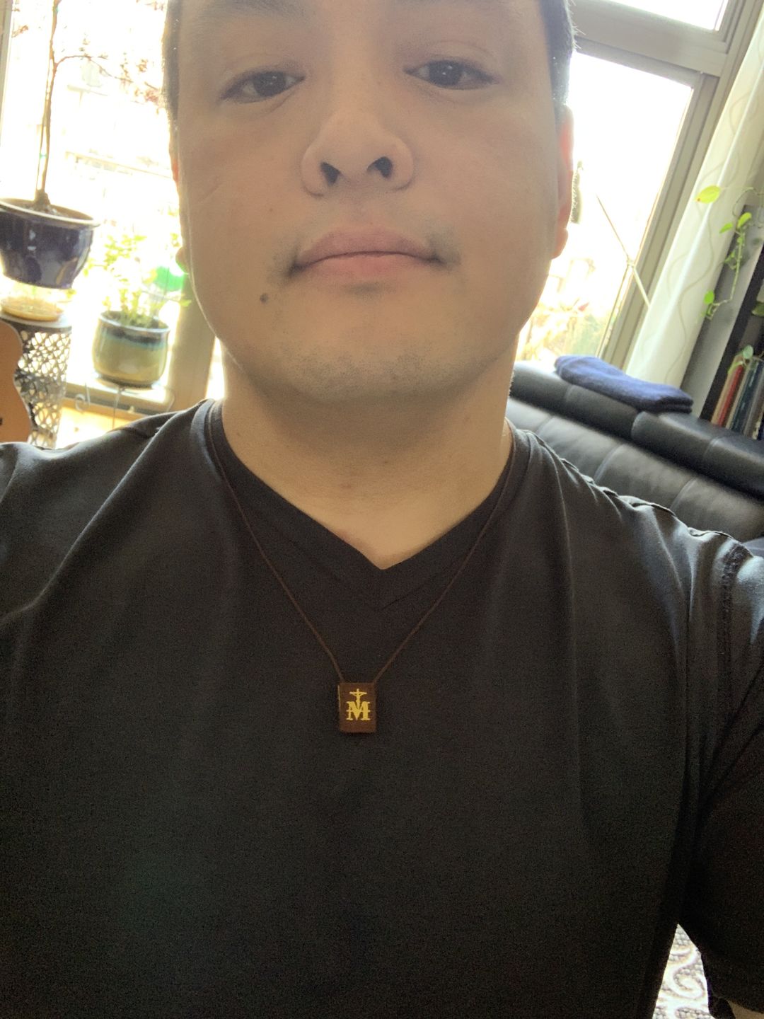 Customer photo review of Premium Brown Scapular, Brown & Gold (Mini)
