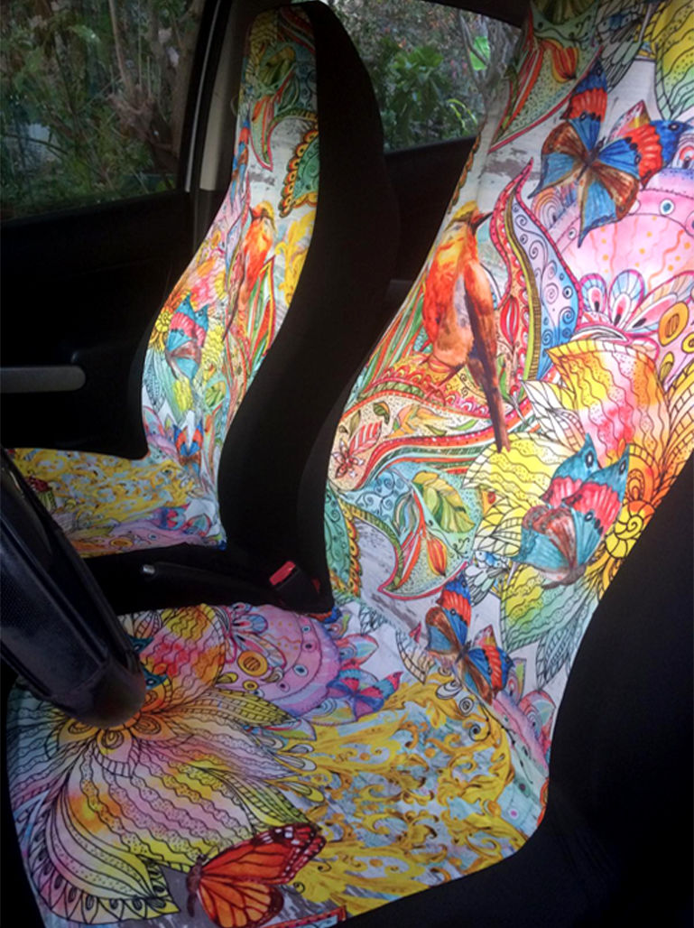 Customer photo review of Colors Of Spring Car Seat Covers
