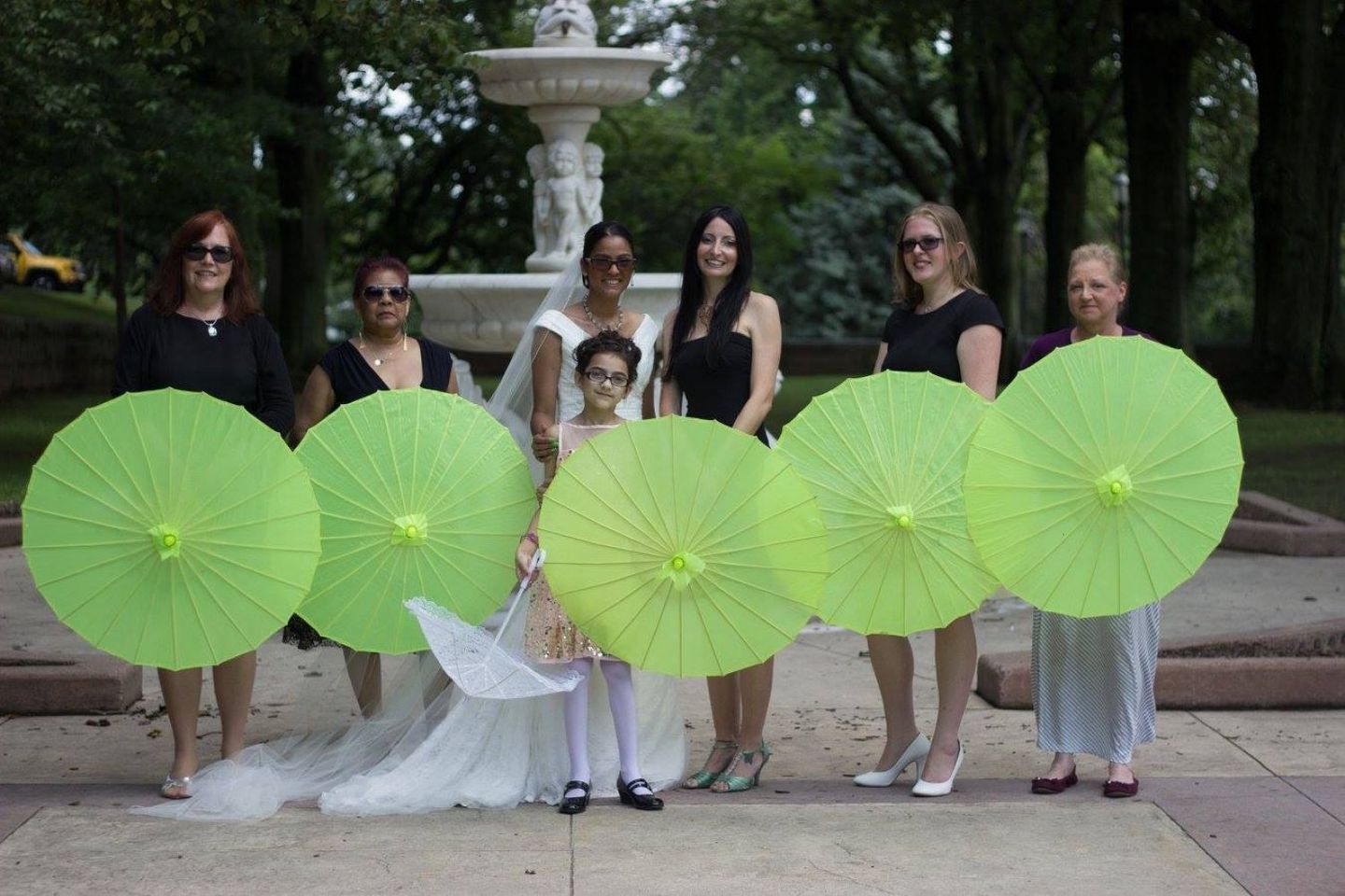 Customer photo review of 32" Neon Green Parasol Umbrella, Premium Nylon