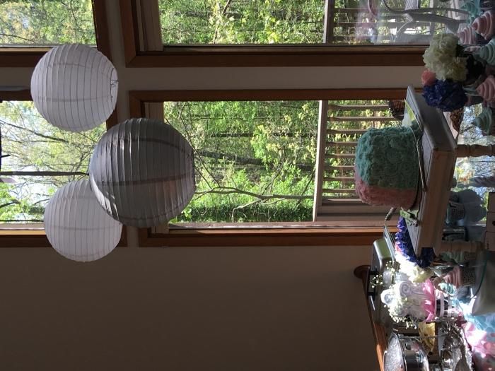 Customer photo review of 10" White Parallel Ribbing Round Paper Lantern