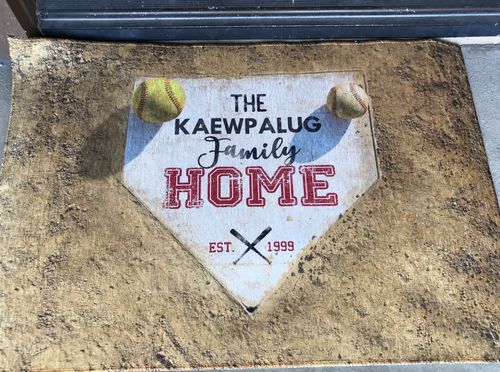 Customer photo review of Personalized Home Plate Welcome Mat