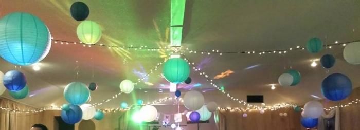 Customer photo review of 6" White Parallel Ribbing Round Paper Lantern