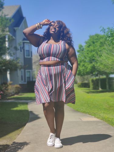 Customer photo review of Rebdolls “Always Willing" Skater Mini Skirt With Pockets