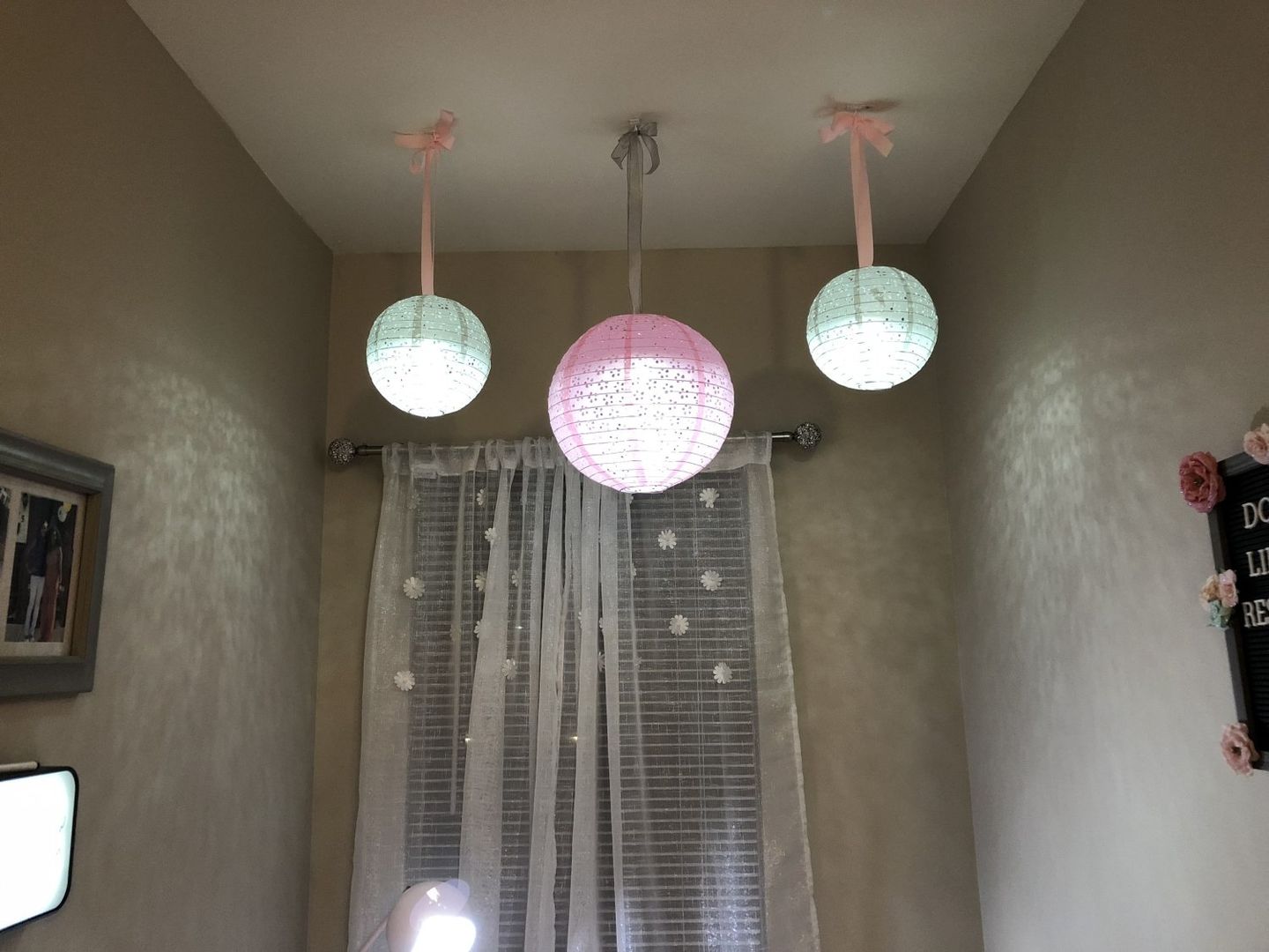 Customer photo review of 12" Round Eyelet Lace Look Paper Lantern - Pink