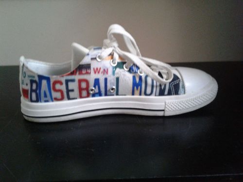 Customer photo review of Baseball Mom License Plate Edition Low Tops