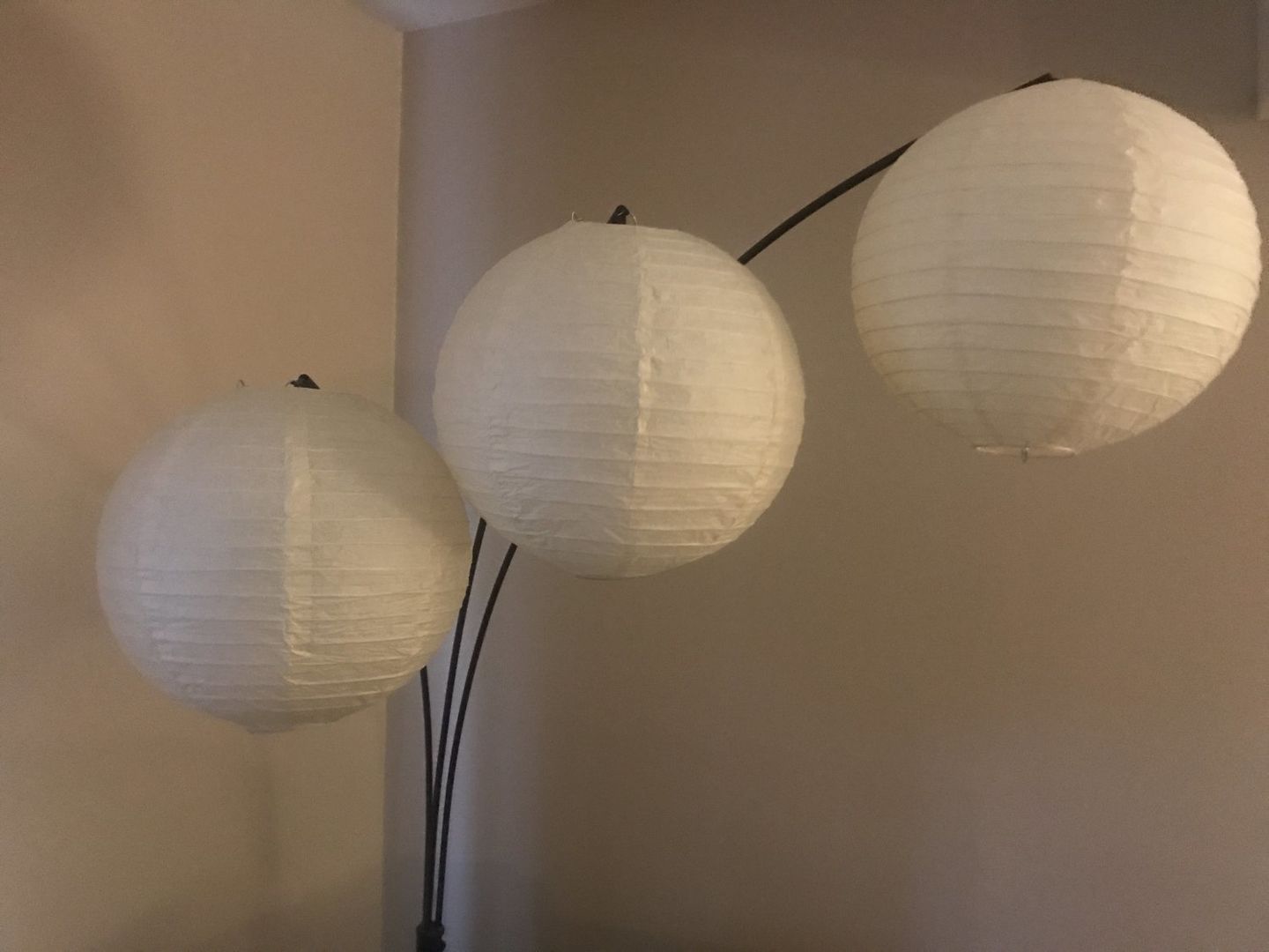 Customer photo review of 12" Ecru Beige Round Paper Lantern, Even Ribbing, Chinese Hanging Wedding & Party Decoration (Light Not Included)