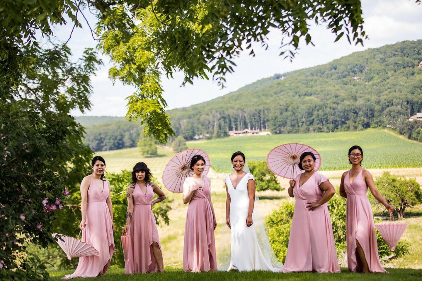 Customer photo review of 28" Rose Quartz Paper Parasol Umbrella for Weddings and Parties