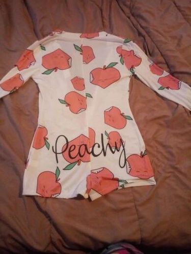 Customer photo review of Low Cut Long Sleeve Print Lounge Romper