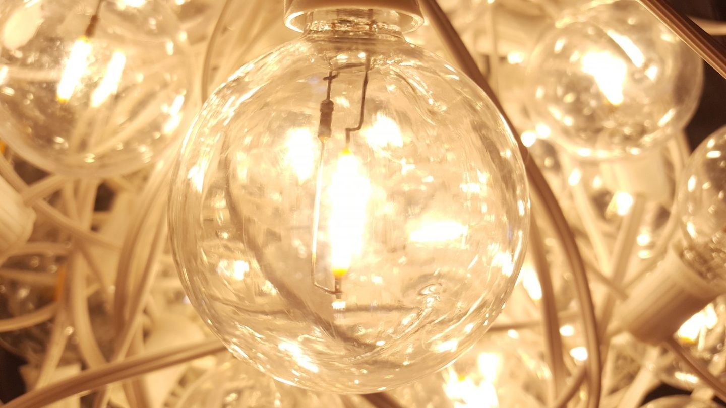 Customer photo review of LED Filament G50 Globe Shatterproof Energy Saving Light Bulb, Dimmable, 1W,  E12 Candelabra Base, Break-Resistant