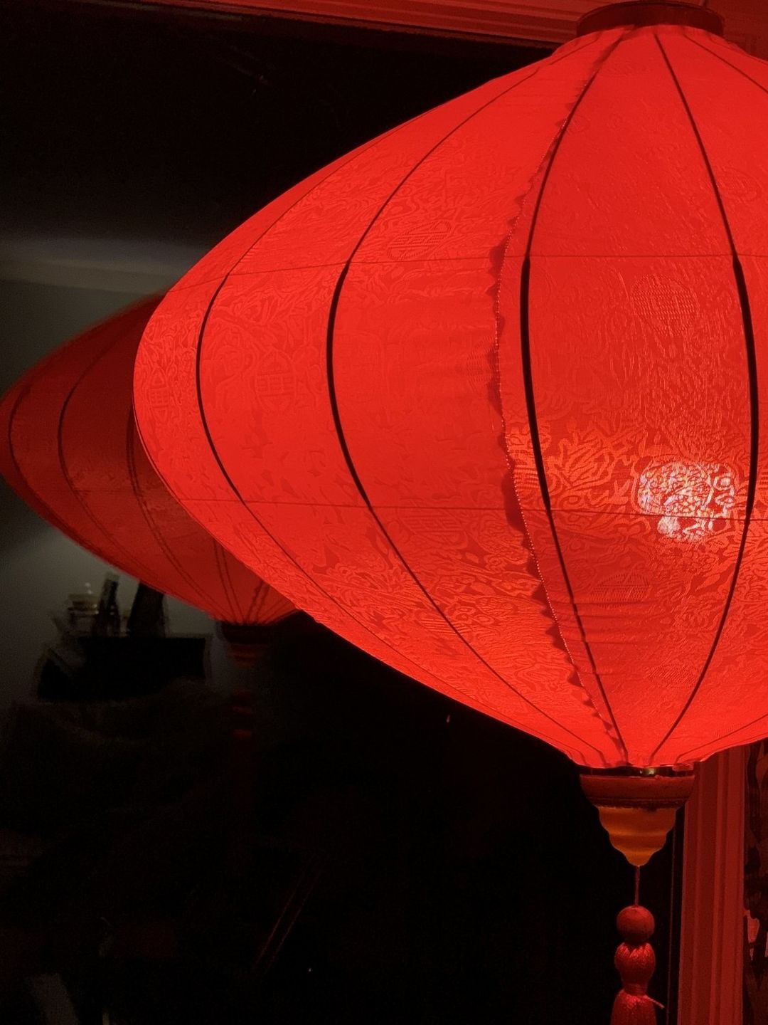 Customer photo review of Extra Large Red Vietnamese Silk Lantern, Diamond Shaped