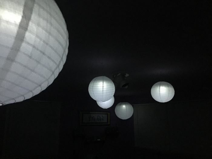 Customer photo review of 16" White Parallel Ribbing Round Paper Lantern