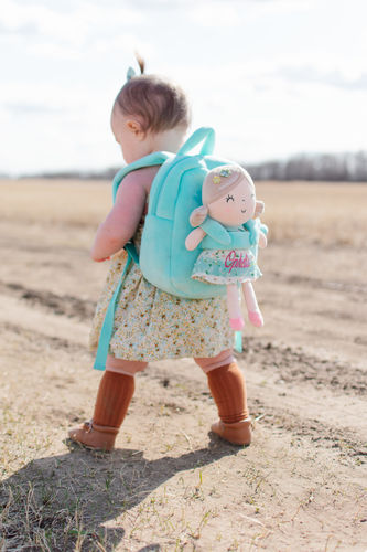 Customer photo review of Personalized Leyadoll Doll Backpack (Green)